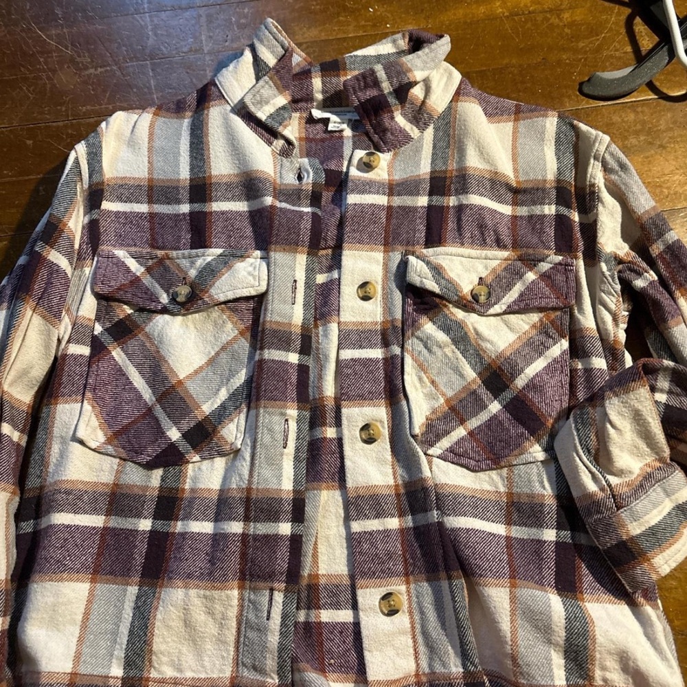 Plaid Shirt - Purple and Cream
